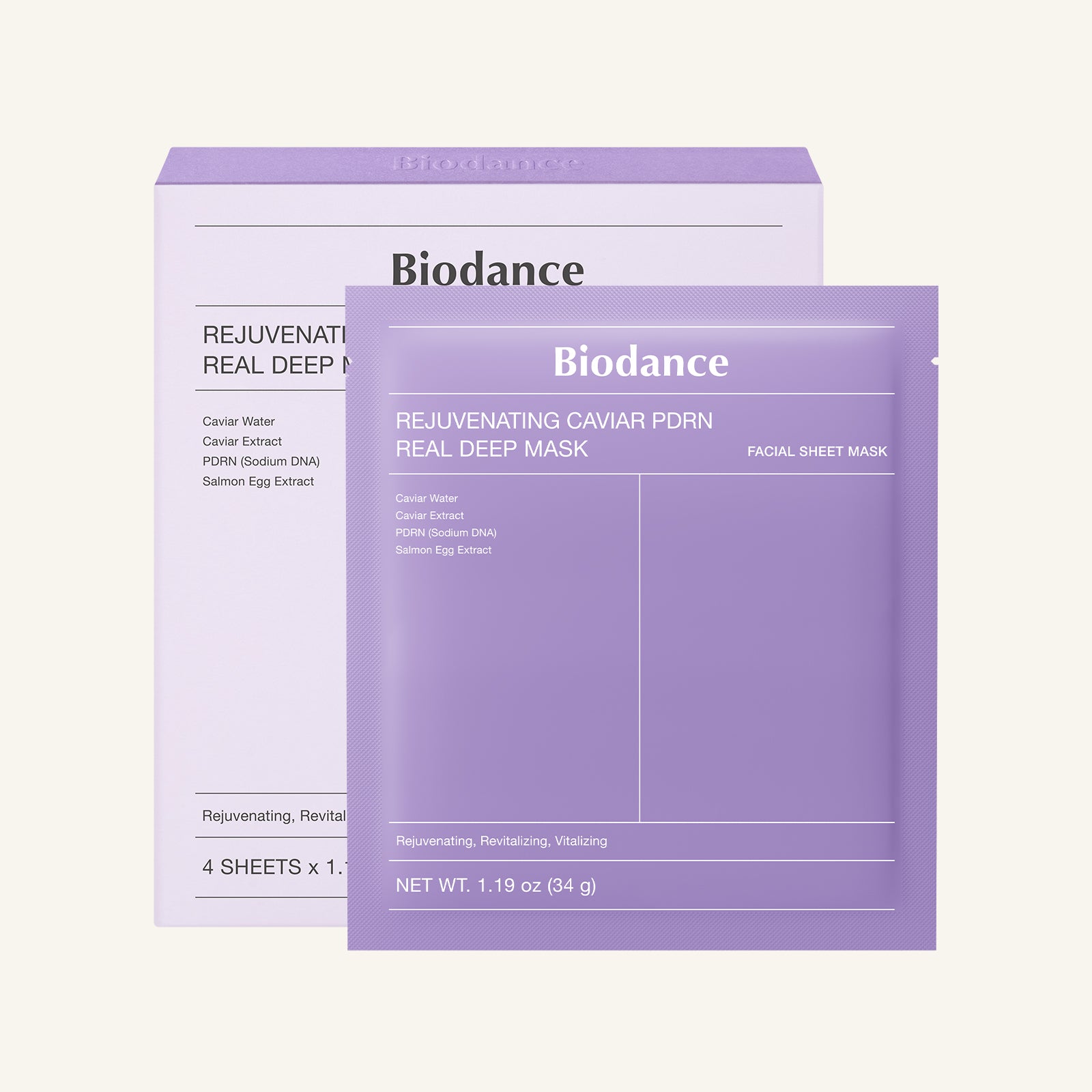 Biodance - Rejuvenating Caviar PDRN Real Deep Mask – Mascarilla facial regeneradora - 1 ud/34 g
