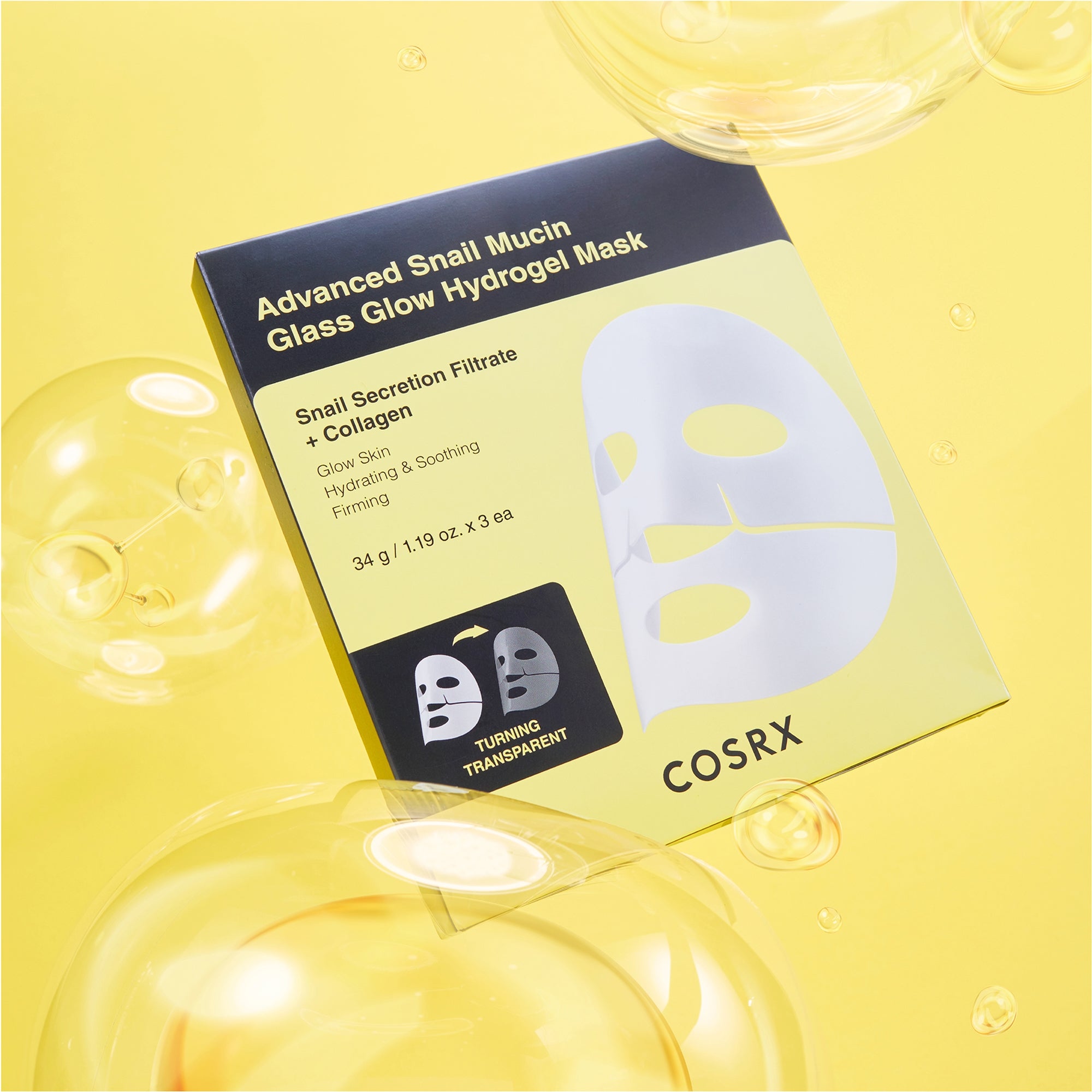 COSRX Advanced Snail Mucin Glass Glow Hydrogel Mask – Mascarilla de Hidrogel con Mucina